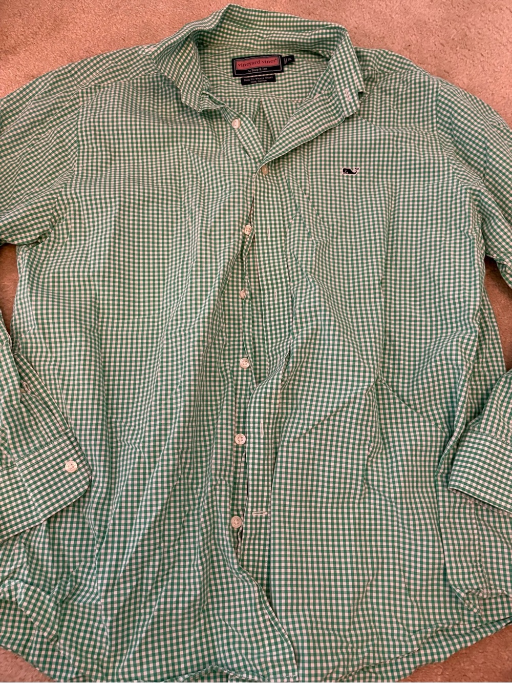 Vineyard Vines Green Gingham Button-Down Shirt